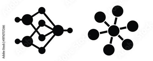 Abstract Digital Neural Network Nodes for Artificial Intelligence Machine Learning , Vector Illustrator Silhouette. 