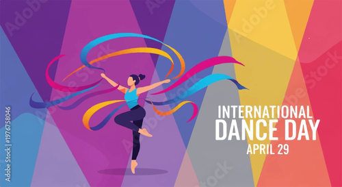 Woman dancing with ribbons celebrating International Dance Day event