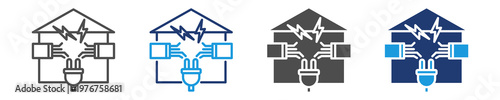 home wiring icon set multiple style