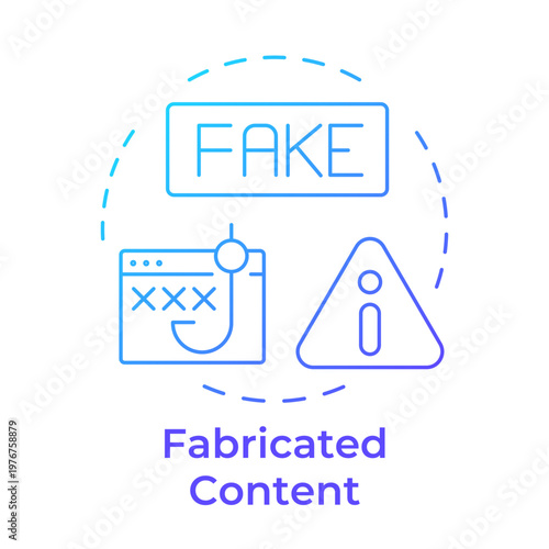 Fabricated content blue gradient concept icon. Fake news, internet phishing. Public information. Round shape line illustration. Abstract idea. Graphic design. Easy to use in article, blog post