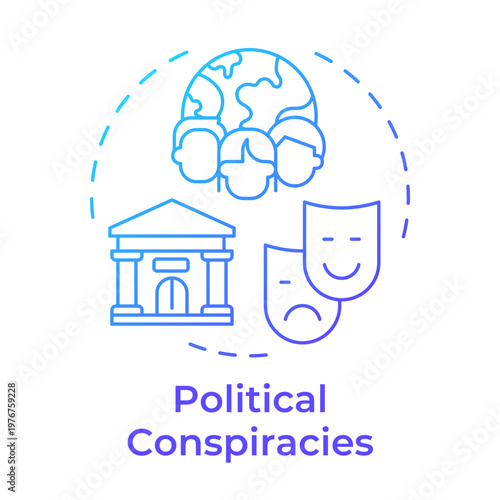Political conspiracies blue gradient concept icon. Global influence, governmental regulation. Round shape line illustration. Abstract idea. Graphic design. Easy to use in article, blog post