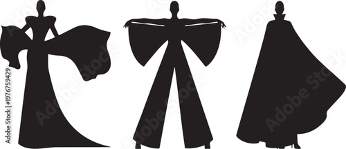 Three Elegant Black Dresses with Large Bows, Minimalist Fashion