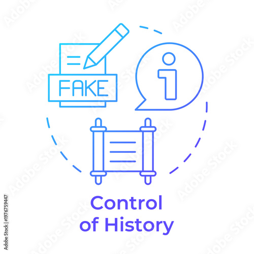 Control of history blue gradient concept icon. Fake information. Ancient documents, historical records. Round shape line illustration. Abstract idea. Graphic design. Easy to use in article, blog post