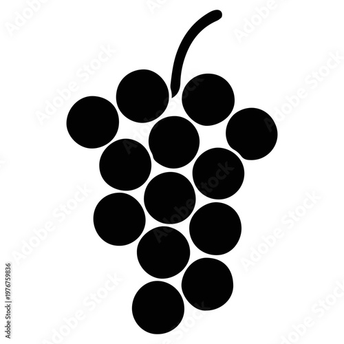 Canvastavla Bunch of grapes fruit silhouette black