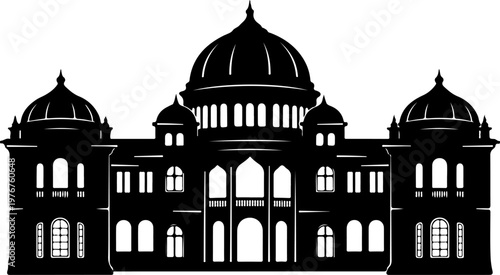 Grand manor house silhouette vector illustration