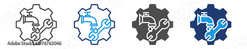 plumbing icon set multiple style