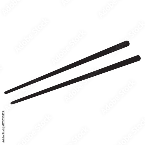 A pair of black chopsticks on a white background