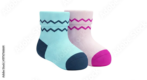 Children's Socks with Zigzag Pattern in Blue and Pink