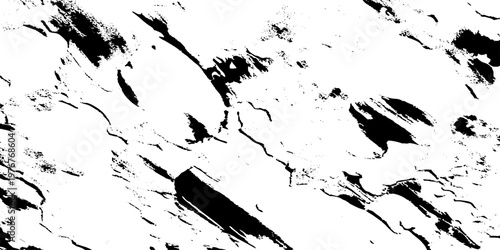 Black and white grunge texture background with abstract brush strokes and smudges for creative design projects
