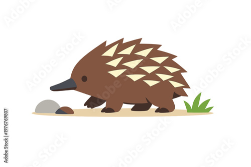 short beaked echidna, echidna silhouette, australian wildlife icon, monotreme vector, 