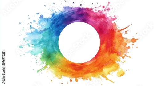 Vibrant Watercolor Splash with Rainbow Colors Against a Clean Background for Creative Use