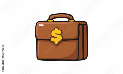 line art color of briefcase cartoon illustration