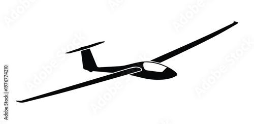 Glider Plane Icon Silhouette Vector black design on a white background