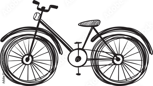 Black vintage bicycle vector illustration with a retro silhouette and isolated frame features including wheels and pedals on a white background for cycling transportation