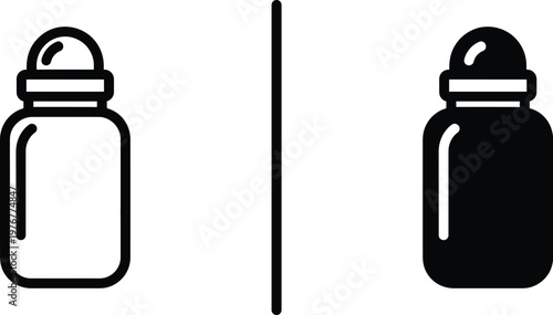 A simple illustration of salt and pepper shakers in black and white