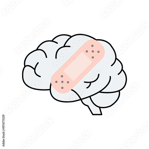 Brain With Bandage Illustration
