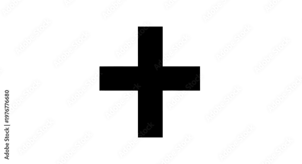 Obraz premium Black plus sign symbol on a white background, simple geometric shape