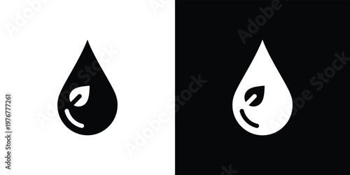 Black and white teardrop shaped with leaf symbol