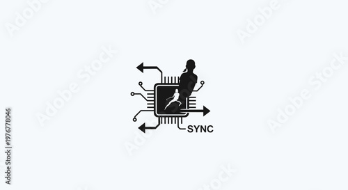 Person on a computer chip sync.