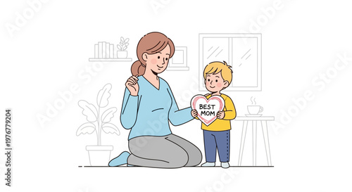 Mother and child holding best friend sign.