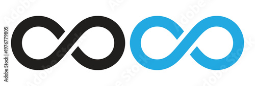 Infinity loop symbol icon pair black blue vector illustration
