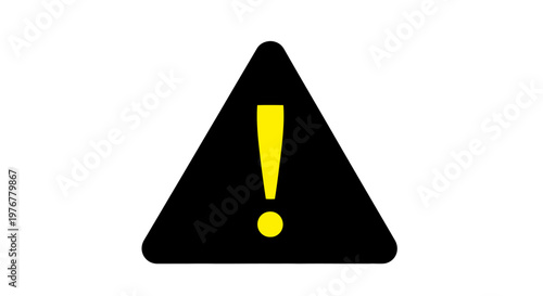 Black triangular warning sign with a yellow exclamation point