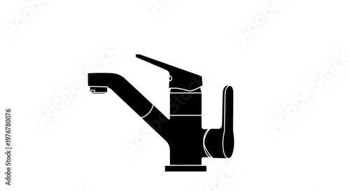 A modern black faucet isolated on a plain white background