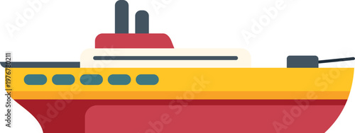 Naval warship or military boat floating on water, representing defense and security