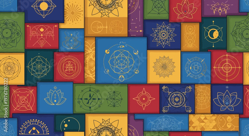 Esoteric Symbols Mosaic: Astrology, Alchemy, Mysticism, and Spirituality Collage