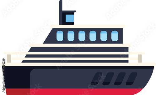Luxury cruise ship icon representing sea travel and water transport concept