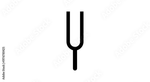 Simple black tuning fork illustration on a white background