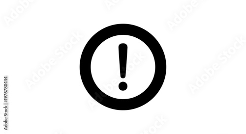 Simple black and white icon of an exclamation point within a circle