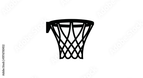 A simple black and white illustration of a basketball hoop net