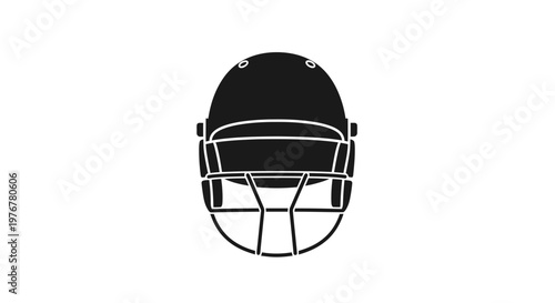 A stark black silhouette of an american football helmet is displayed