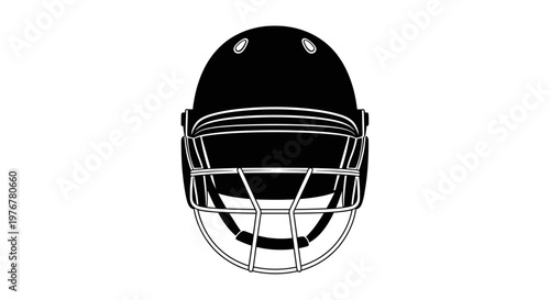 A stark black and white illustration of an american football helmet