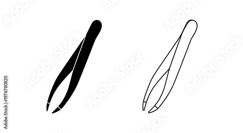 Two tweezers one solid black and one outlined in white