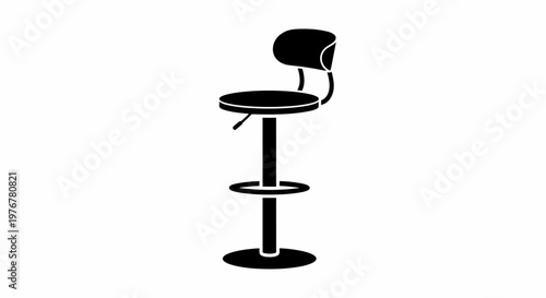Simple black silhouette of a modern bar stool with a circular seat