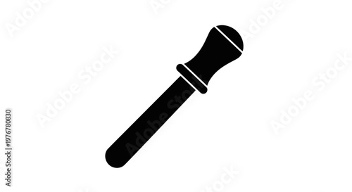 Simple black silhouette of a thumbtack or pushpin on a white background