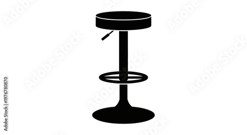 Simple black silhouette of an adjustable bar stool on a white background