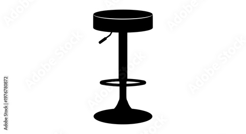 Simple black silhouette of a modern adjustable bar stool on a white background