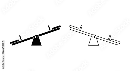 Simple black and white depiction of a classic seesaw or teeter totter