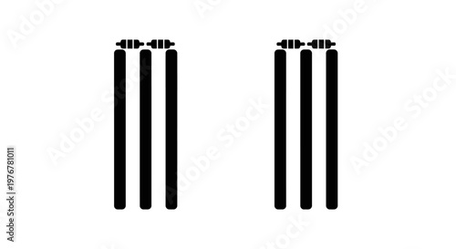 Simple black and white illustration of cricket wickets two sets shown