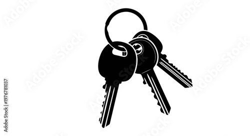 A simple black and white illustration of three metal keys grouped together