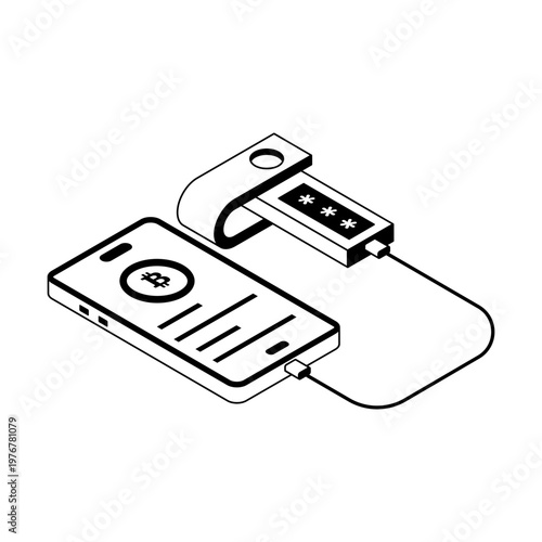 An isometric style icon showing a hardware wallet