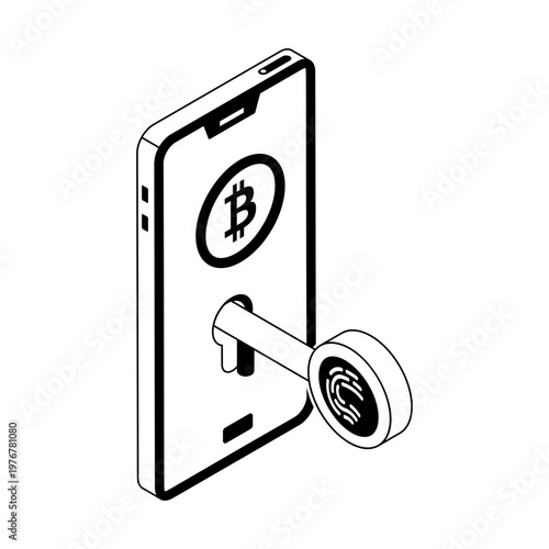 Icon depicting a private key in isometric style
