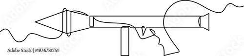 Fotografie one line art Rocket Launcher vector illustration