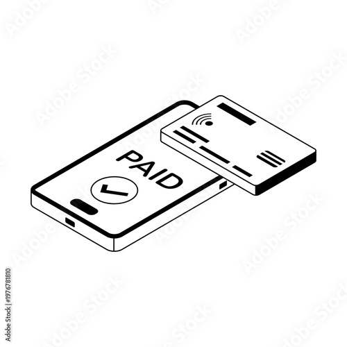 Isometric style icon showing an nfc payment
