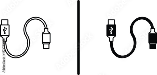 A diagram showing two types of USB cables with different connectors