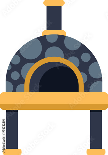 Stylized illustration of a traditional wood fired oven for baking pizzas