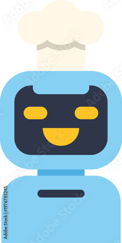 Cartoon robot wearing a chef hat, representing automated cooking and artificial intelligence